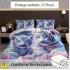 2/3 st Modernt 3D Tigertryck Sängkläder Set (1 Påslakan + 1/2 Örngott, Utan Innerkudde), Sött tigertillväxttryck