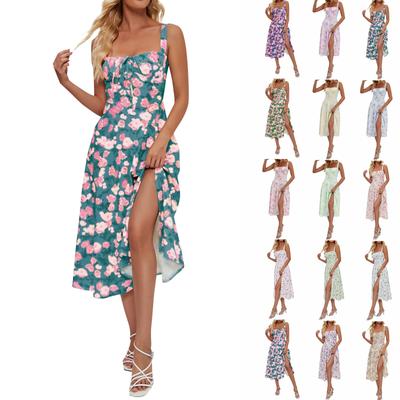 Women's Casual Printed  O Neck Long Dress Beach Dress Wedding Guest Dress Women's Dress