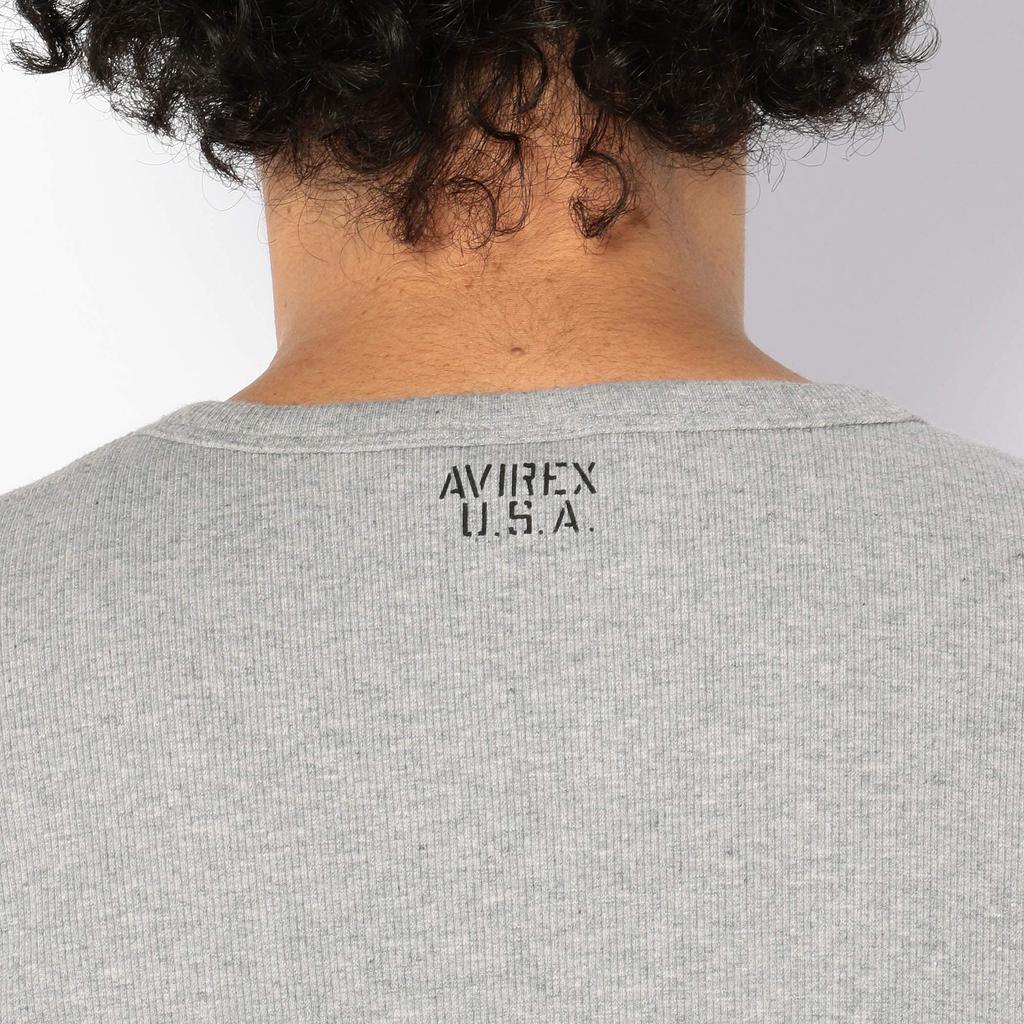 Avirex Official Daily Rib V-Neck Tee, Men's XL, 075 Olive, Short Sleeve (Antibacterial, Anti-Odor), Size 6143501