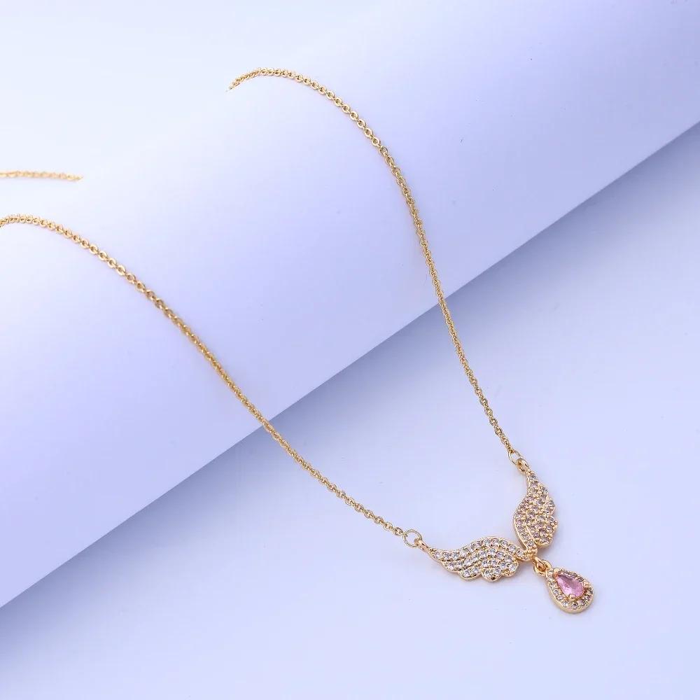 Copper gold-plated angel wings necklace women's high-end sense of light luxury, simple niche wing pendant, versatile fashion jew