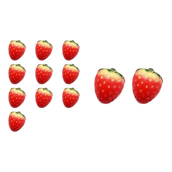 Artificial Mini Strawberry Resin Figurine Simulation Tiny Strawberry Statues Lifelike Faux Fruits Bulk for DIY Crafts Cake Topper Home Office Desktop