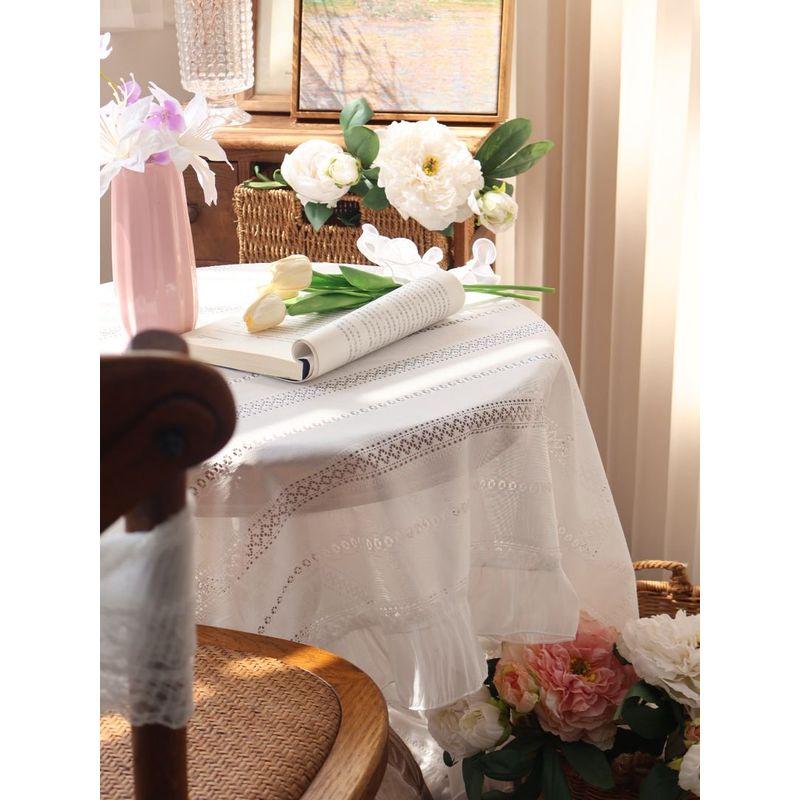 

American Country Tablecloth Fabric Polyester Thick Retro Table Cloth Rectangular Coffee Table Cloth Fancy Table Cloth Cover Cloth Early summer Lace 90*90cm for small round table