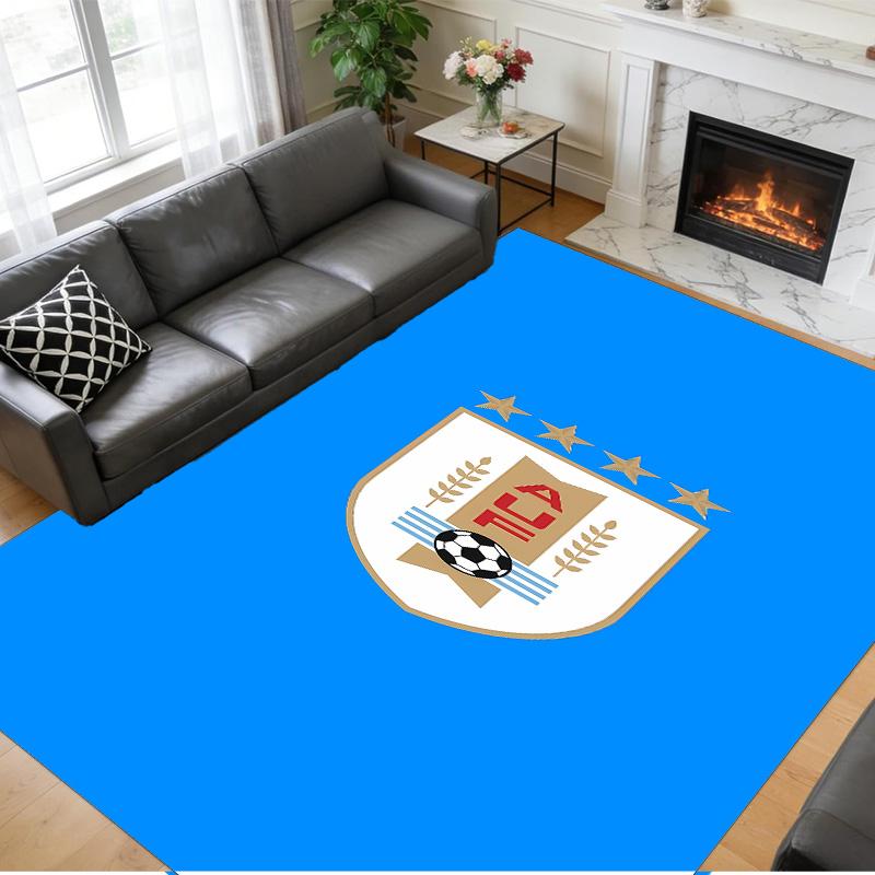 Anti‑Slip Crystal Velvet Floor Rug, Uruguay National Team Design Carpet for Indoor Living Bedroom Home Decoration