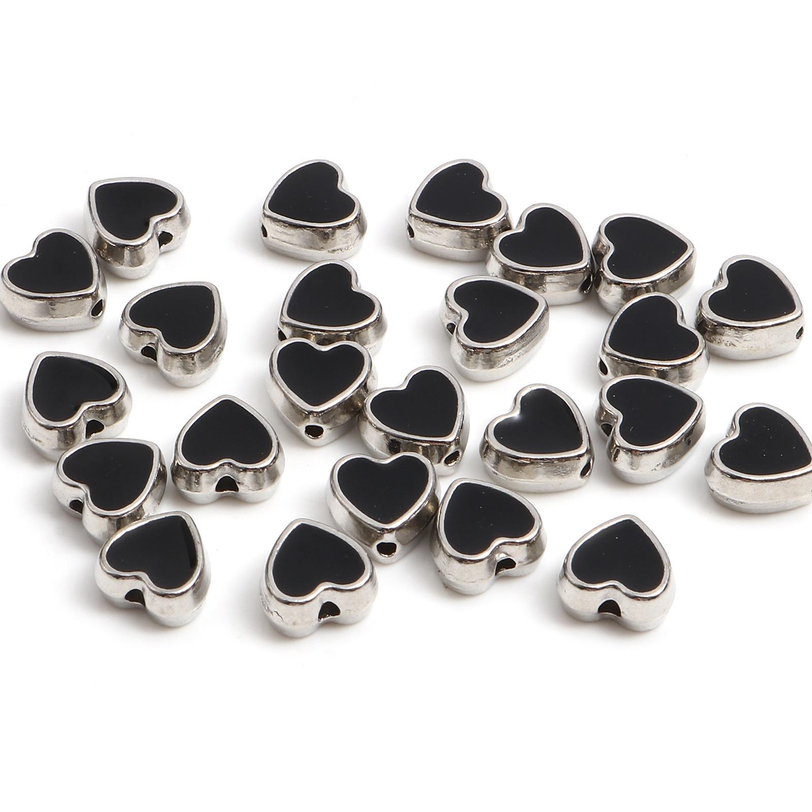 

20PCs Heart Spacer Beads Multicolor Spacer Beads Silver Color Metal Beads DIY Making Bracelets Jewelry Sweet Valentine s Day