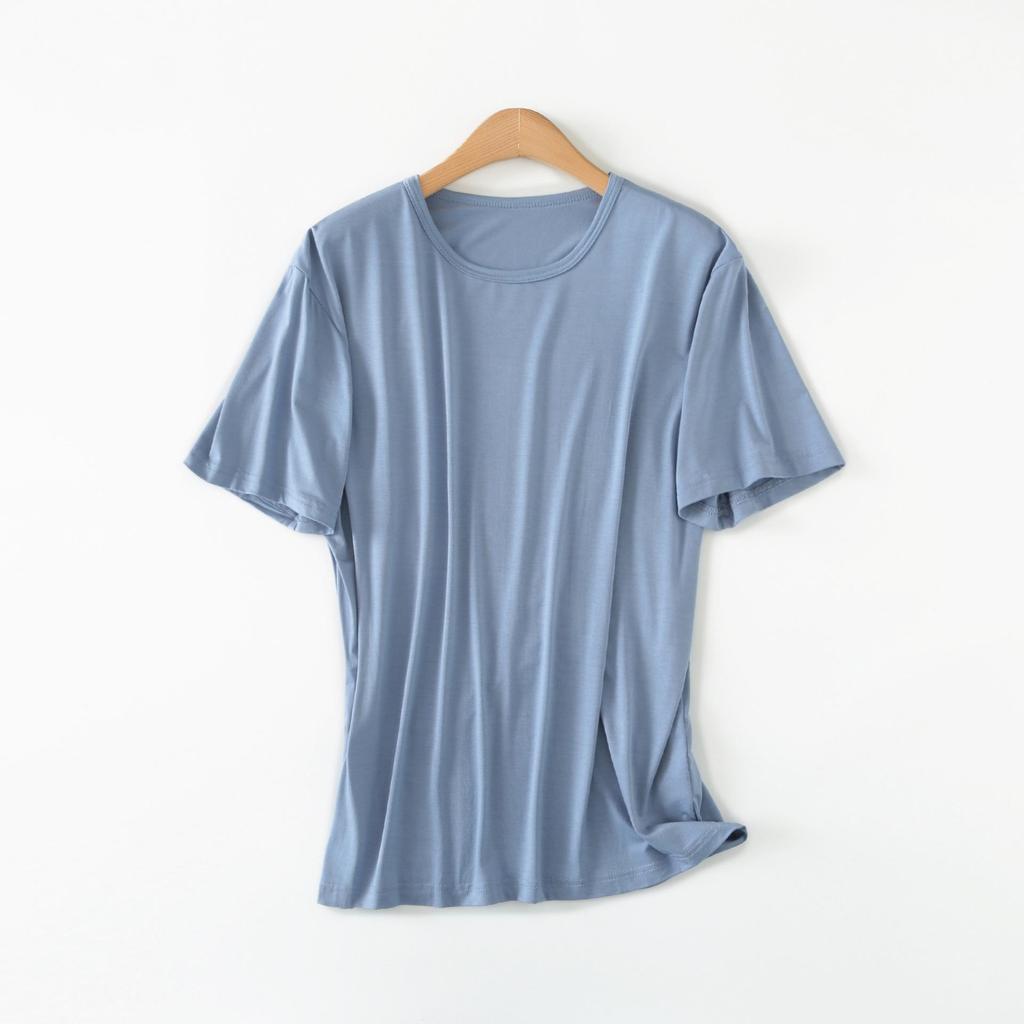 Men's Casual Modal Pajamas - Short-Sleeve, Loose Fit, Round Neck, Plus Size, Lightweight Summer Homewear Top