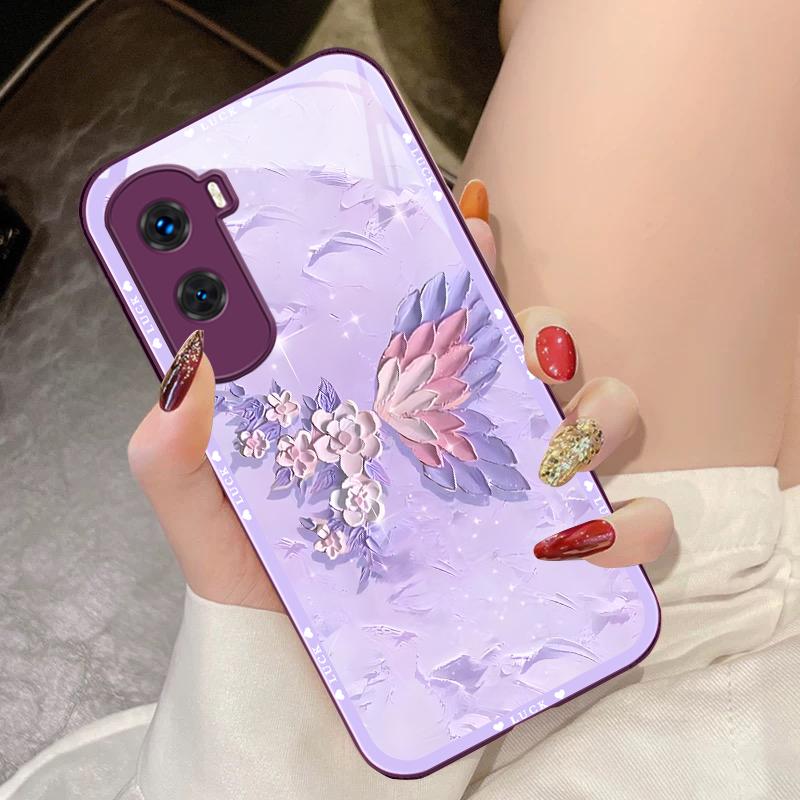 Flower Shaped Butterfly For Honor 200 90 8X 9X Pro Lite P50 P40 Nova 10 11i P60 Magic4 6 Mate 20 50 Tempered Glass Phone Case