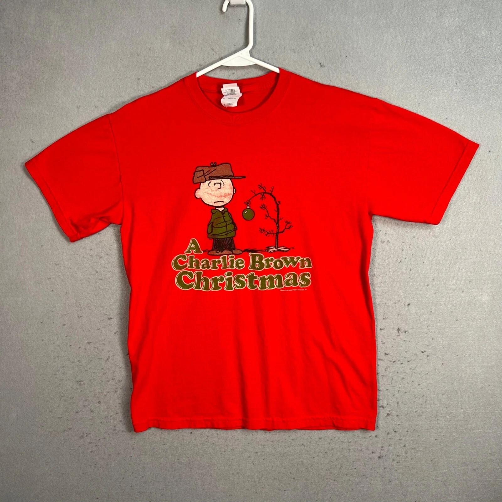 A Charlie Brown Christmas Red T-Shirt Medium Peanuts Snoopy Cotton Mens L
