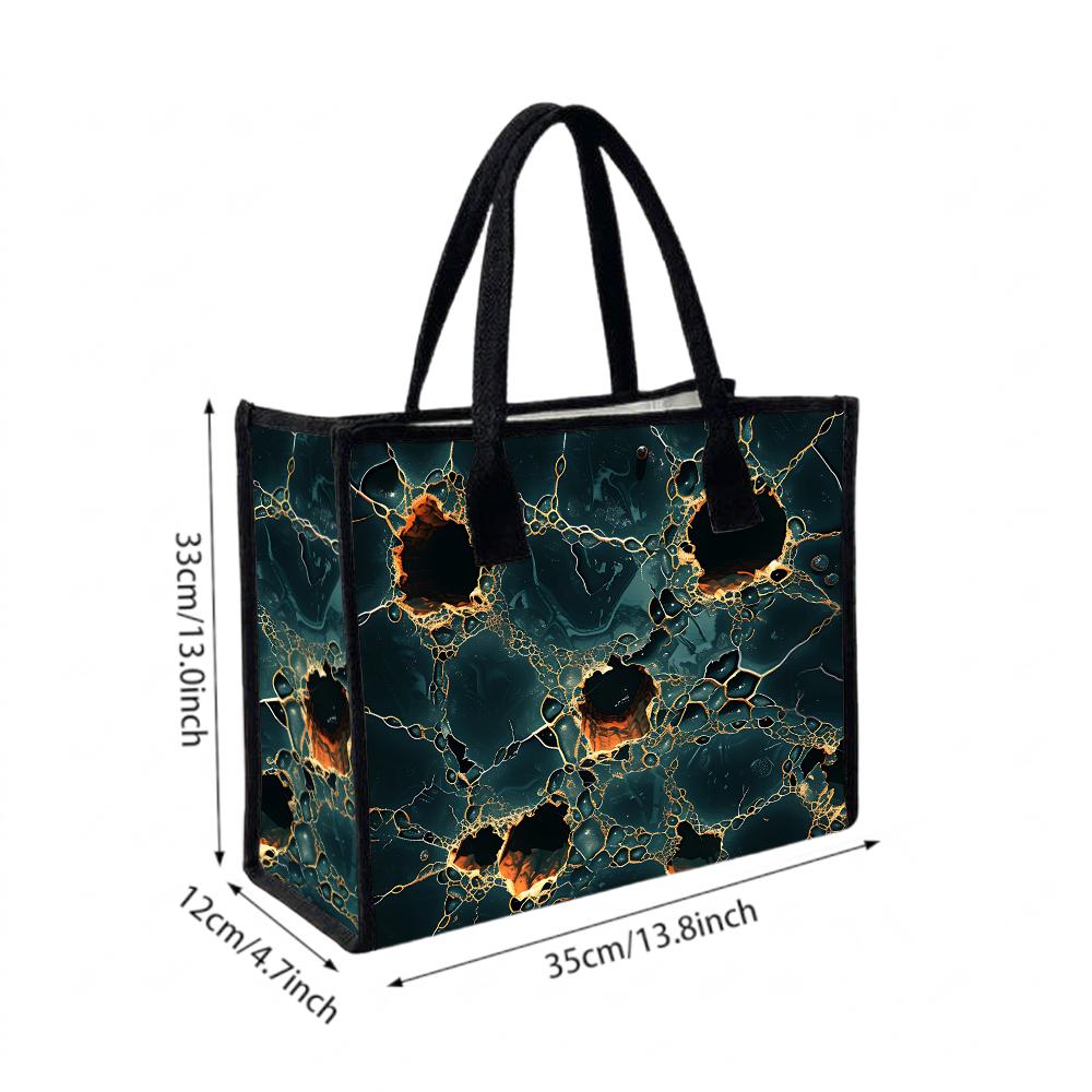 Marble Pattern Tote Bag Large Capacity Daily Shoulder Handbag for Work Travel Shopping
