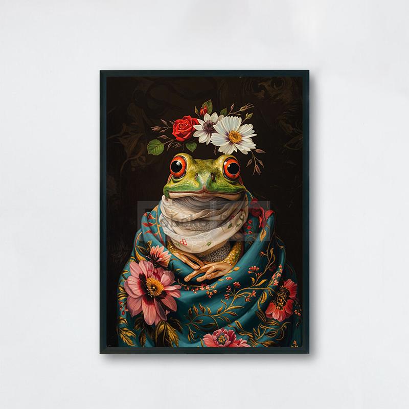 Vintage Animal with Flower Poster Dog Cat Rabbit Raccoon Garland Prints Canvas Painting Wall Art Pictures Home Room Nature Decor