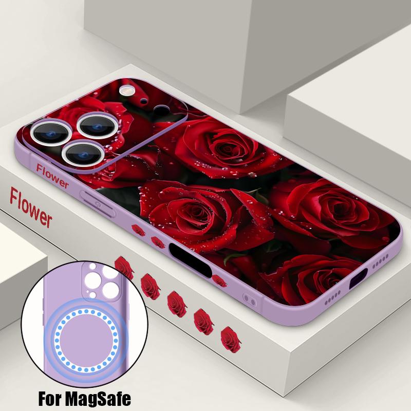 Etui do iPhone 17 Pro Max Kolorowy Wzór Malarstwo Olejne Kwiaty Róż Magnetyczne Dla Magsafe Miękkie Etui Do iPhone 16 15 14 13 Pro Max 17E 16E