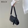 IELGY Niche Design Black Trendy Chain Bag Wild Fashion Foreign Style Single Shoulder Bag Messenger Bag