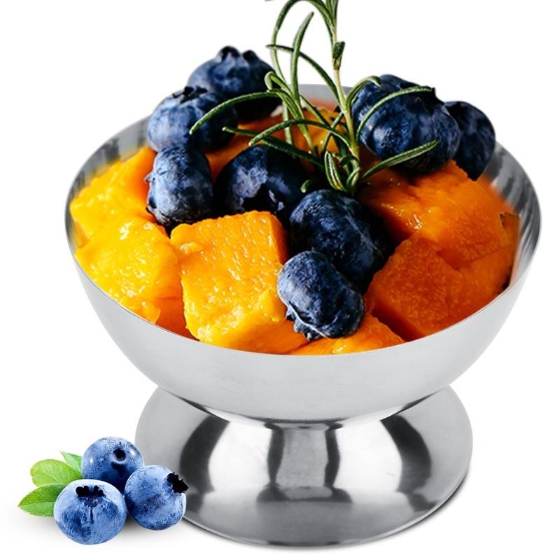 Stainless Steel Ice Cream Cups Serving Dessert Dish Bowls For Salad Fruit Pudding серый
