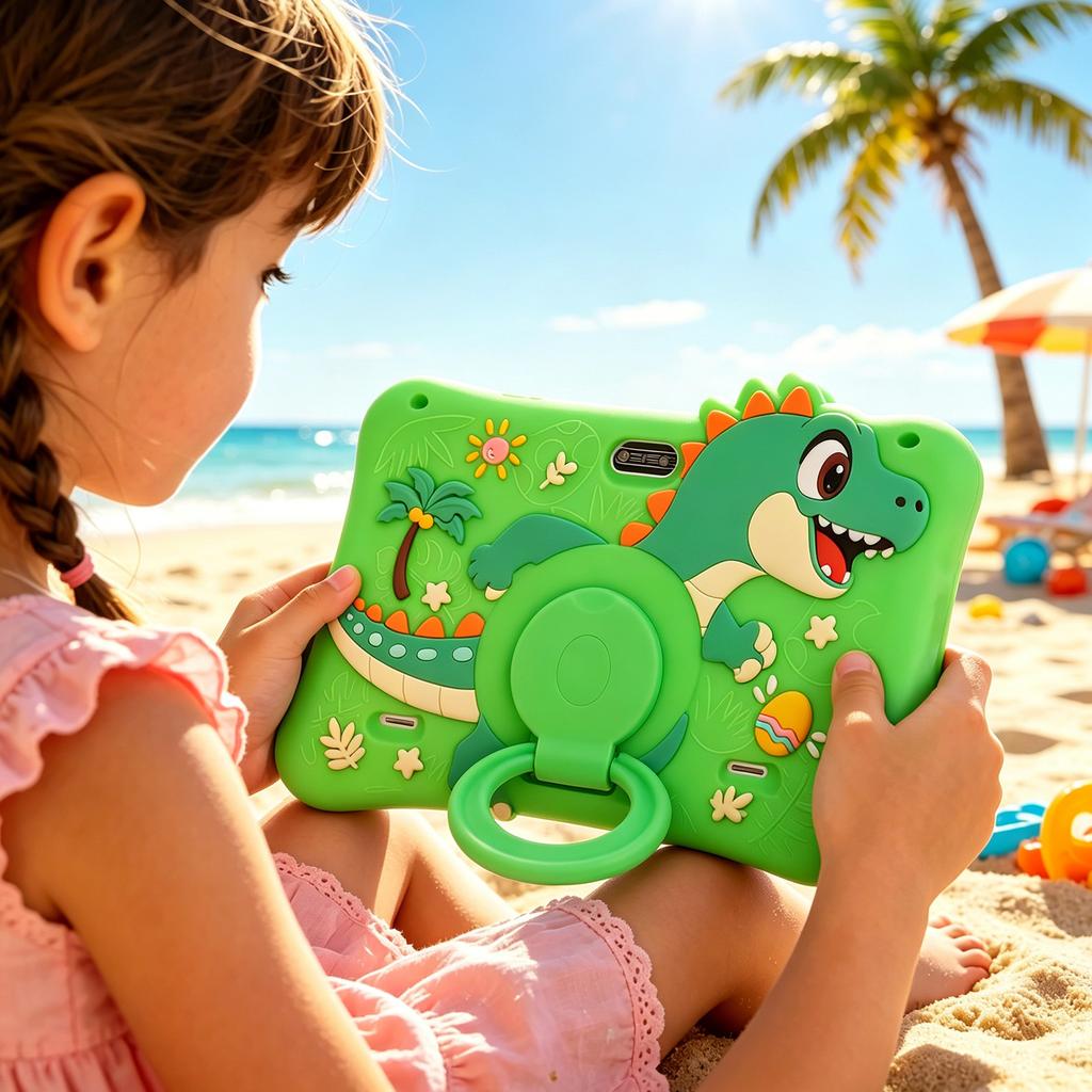 Kindertablett 8 Zoll HD-Bildschirm, für Android 8.1, 2 GB + 16 GB ROM, Dual-Kameras und verstellbarer Ständer, stoßfeste Hülle mit