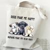 Cartoon Beagle Dog Print Canvas Tote Bag Fashion Animal Shoulder Shopping Bag for Men Women Teens