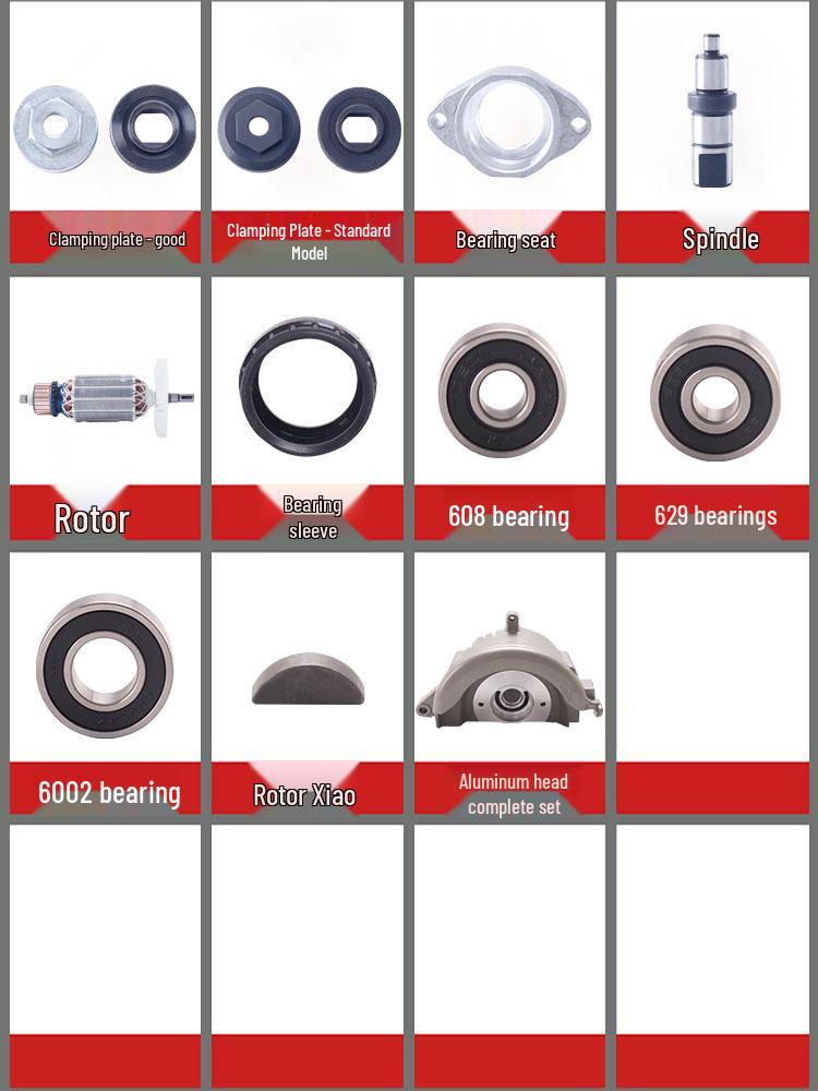 Akcesoria do przecinarki do marmuru Hitachi CM4SB: Wirnik, Stojan, Płyta dociskowa, Szczotka węglowa, Aparatura rozdzielcza