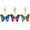 Colorful  Butterfly Navel Piercing Belly Button Rings Woman Body Jewelry