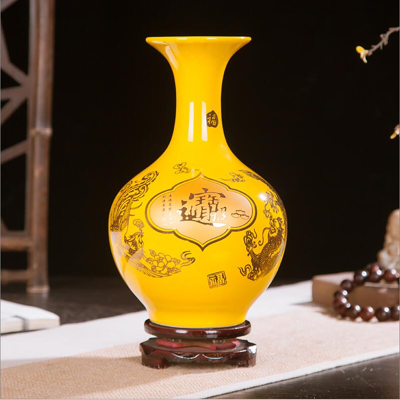 Jingdezhen Ceramic Vase Chinese Classic Porcelain Flower Pot+Base Figurines Home Furnishing Table Ornaments Crafts Decor Items