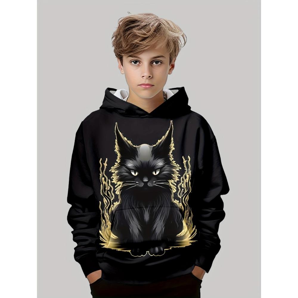 Boys Clothing Kawaii Cat Pattern Autumn Hoodies Casual Fashion 3-14Y Sweatshirt for Boy Outdoor Comfortable Children's Clothing