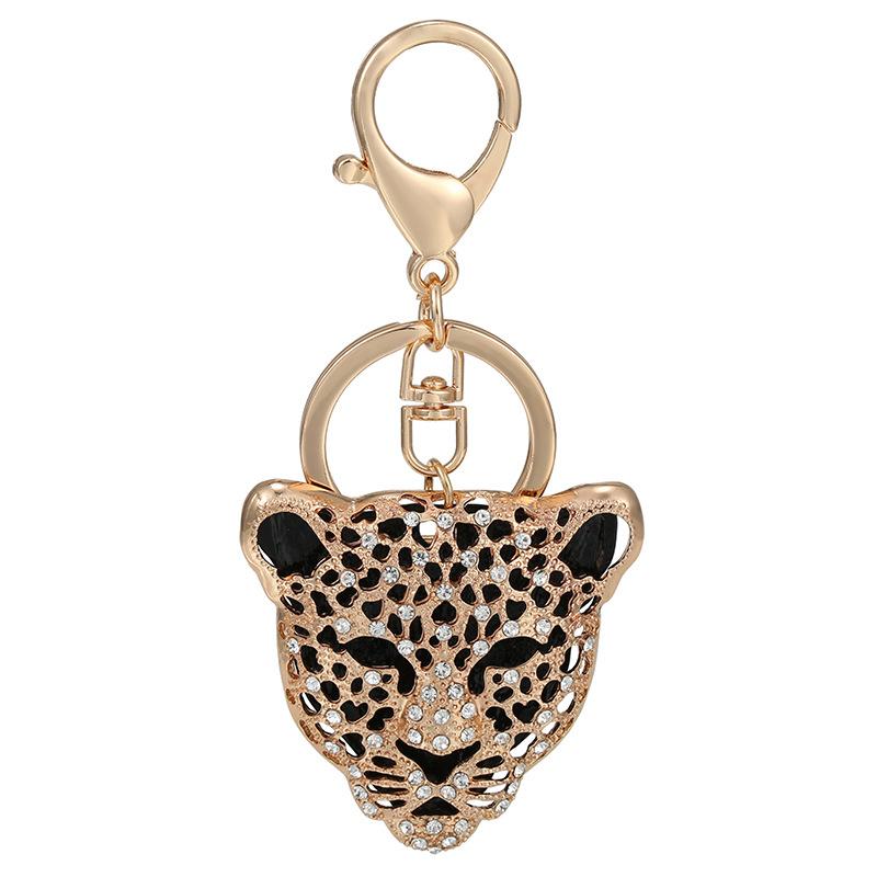 1Pc Fashion Metal Key Chain Studded Leopard Pendant Bag Accessories Car Key Ring Clothing Accessories