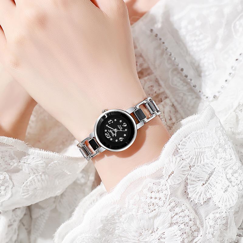 Women's Ceramic Strap Quartz Watch with Luxury Bracelet