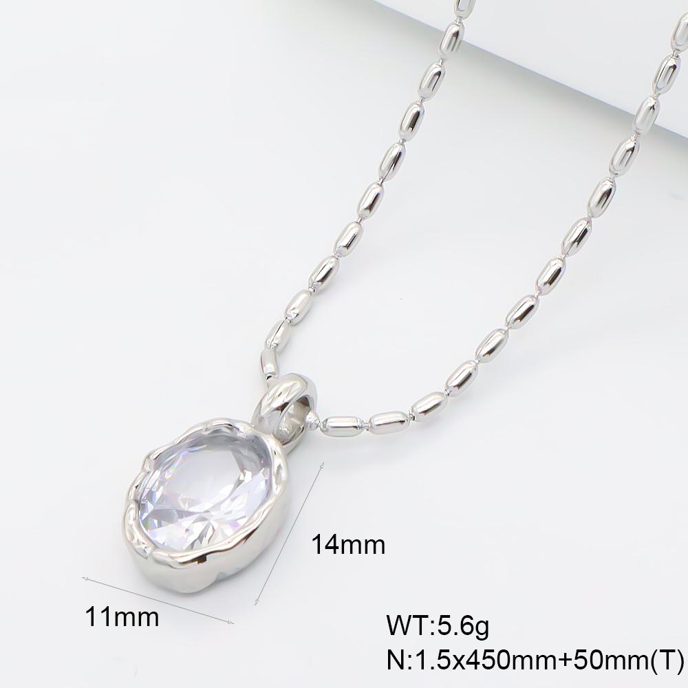 JUSNOVA 18K PVD Gold Plated Stainless Steel Melting Metal Heart Pendant Necklace Waterproof CZ Lava Bead Chain Jewelry for Women