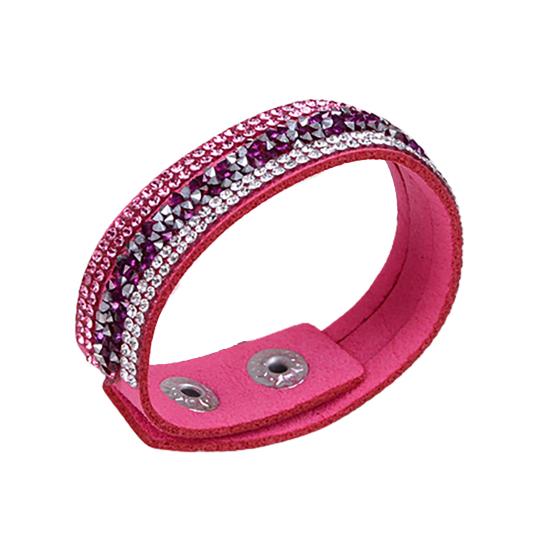 Women Fashion Crystal Rhinestone Faux Leather Bracelet Wristband розы красного