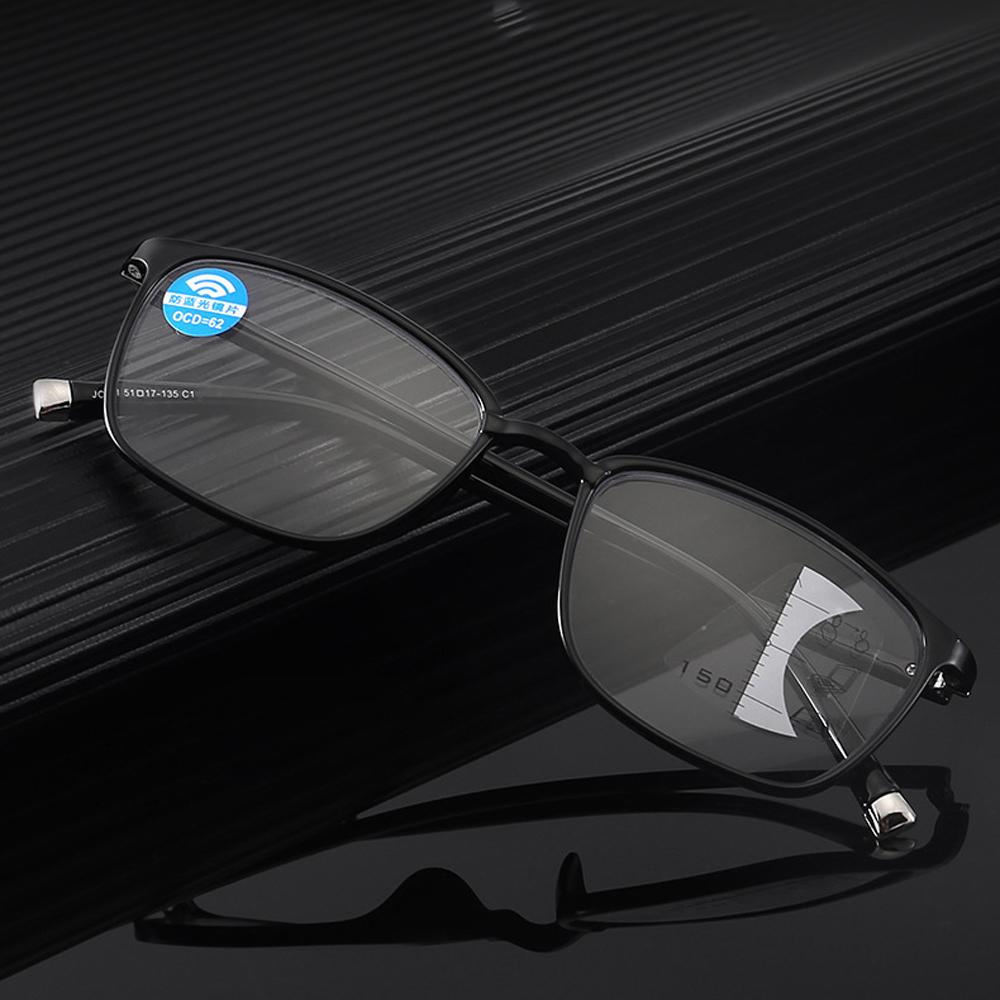 CLARA VIDA Ultra-light TR90 Progressive Multi-focus Anti-blue Reading Eye Glasses Men and Women Smart Squared+10+15 +20 To +40