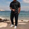 Men's Quick-Dry Summer Jacquard Shirt and Shorts Set