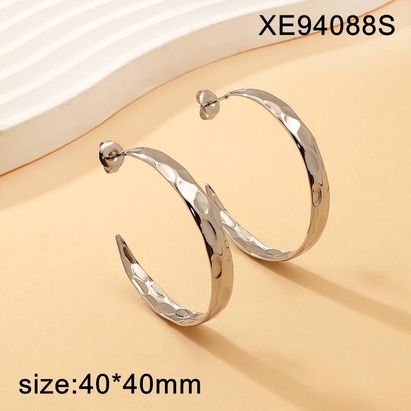 European High-End Geometric 18K Gold-Plated Titanium Hoop Earrings - Simple Versatile Design