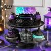 Hexen Zimmerdekorationen Halloween Kessel LED Blasenlicht, Leuchtender Hexen Kerzenhalter, Hexerei Motto Party Deko Farbwechselnde Gruselige Trank Lampe