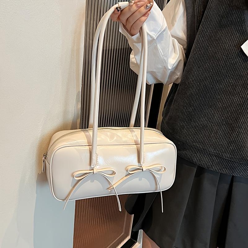 Stylish and Versatile Single Shoulder Bag, High-End, Niche Design, New Bow Bag for Women, Baguette Bag, Suitable for Commute and Dates белый