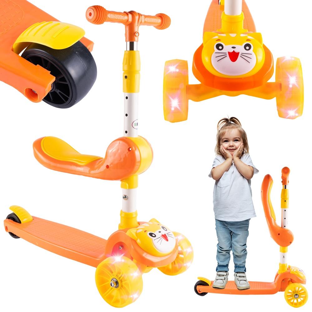 Kitten 2in1 Foldable Three-Wheeled LED Scooter with Seat