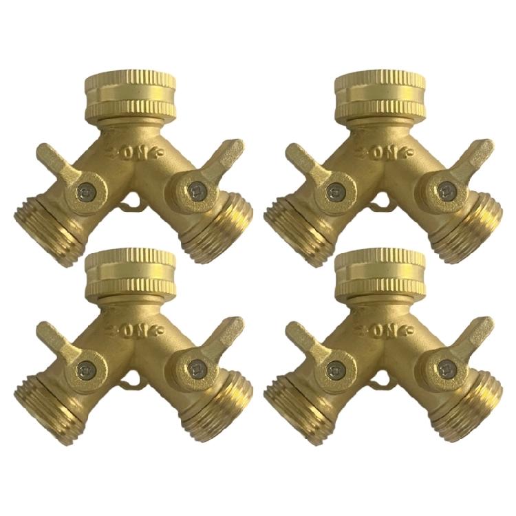 Premium Copper Double Outlet Splitter 3/4Inch High Pressure Irrigation Adapter Easy Twist Installation Gardening Tool