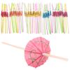 Premium-50 Umbrella Parasol Drinking Straws, Hawaiian Beach Cocktail Luau Party Decorations Supplies