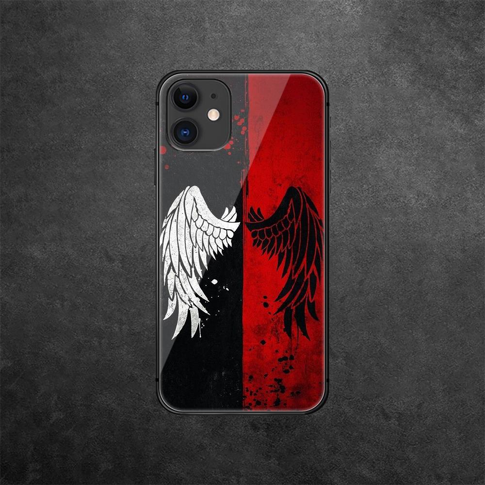 Wings Art Tempered Glass Phone Case For iPhone Samsung Galaxy Redmi Xiaomi Note S A 16 15 14 13 12 11 20 21 22 23 53 54 Pro Plus Ultra Silicone Cover