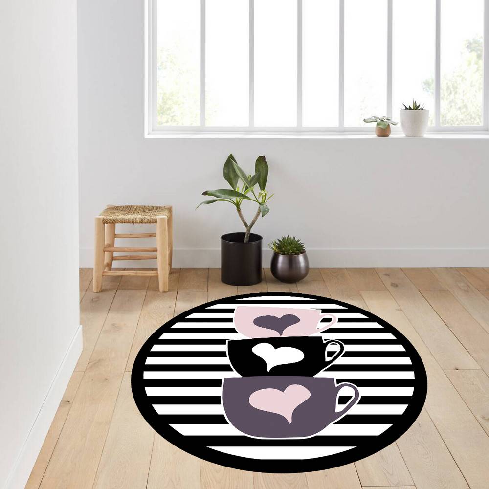 

Rovigo Home Моющийся круглый ковер с принтом RHM7339-SD717 100x100 чёрный