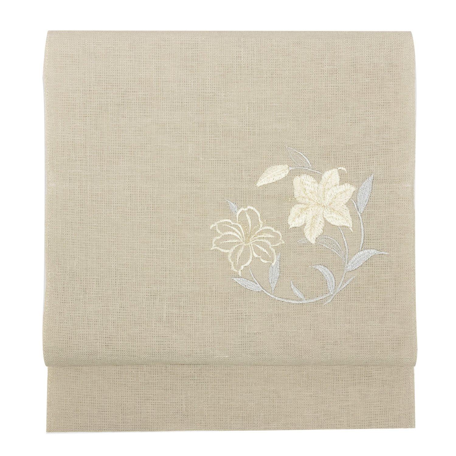 

Obi Hemp Nagoya Obi Embroidery Made in Japan x [KYOETSU] 8-inch Women s (Lily Beige)