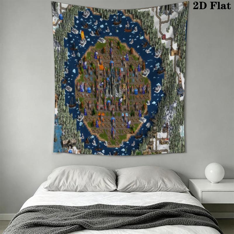 HoMM Game Wall Tapestry Aesthetic Wall Hanging Printed Fabric Blanket Decorative Tapestries for Bedroom Living Room Home Decor