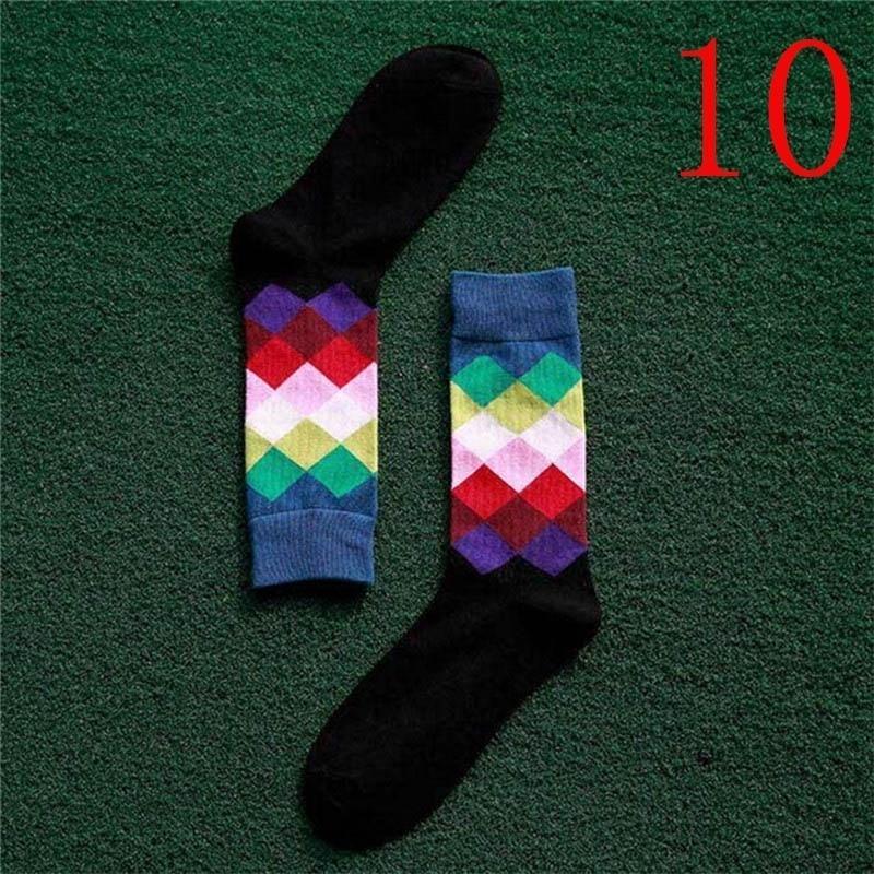 Fashion Mens Cotton Happy Socks Warm Colorful Diamond Casual Dress Socks
