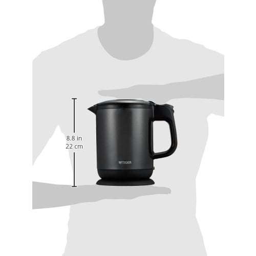 TIGER Electric Kettle, Water Boiler, Stainless Steel, 0.8L, Prevents Hot Water from Tipping Over, Prevents Dry Cooking, Steam-free, Pearl Black PCH-G0