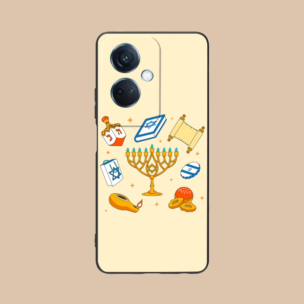 Jewish Hanukkah Mobile Phone Case for OPPO Reno 14 13 12 11 10 9 8 7 6 5 F T Pro 5G Colorful Printing Cover Luxury Cover Pretty