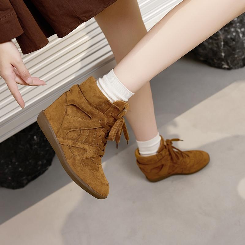 Damen High Top Sneaker Antirutsch Bequeme Knöchelhohe Stiefel und Kurze Stiefel Damen Unsichtbar Höhensteigernde Damenschuhe