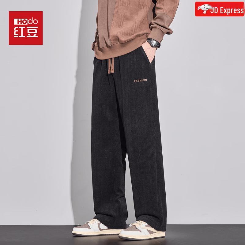 Hodo Men's Wheat Ear Pattern Straight-Leg Casual Pants