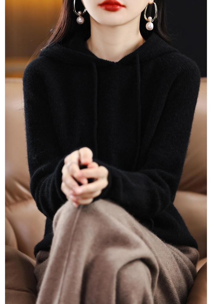 Women's Ribbed Knit Hoodie: Cozy, Loose-Fit Jacket for Autumn/Winter
