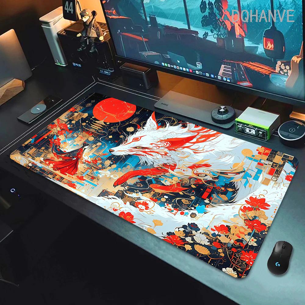 Fox Large Gaming Mousepad XXL Gamer Mouse Pad Office Long Table Accessories Mouse Mat Kawaii Desk Mat For Girl Decorates Bedroom