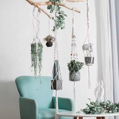 Pianta sospesa fatta a mano in macramè, pianta sospesa, vaso da fiori, fioriera sospesa, decorazione da parete, cortile, giardino, fioriera sospesa, cestino sospeso
