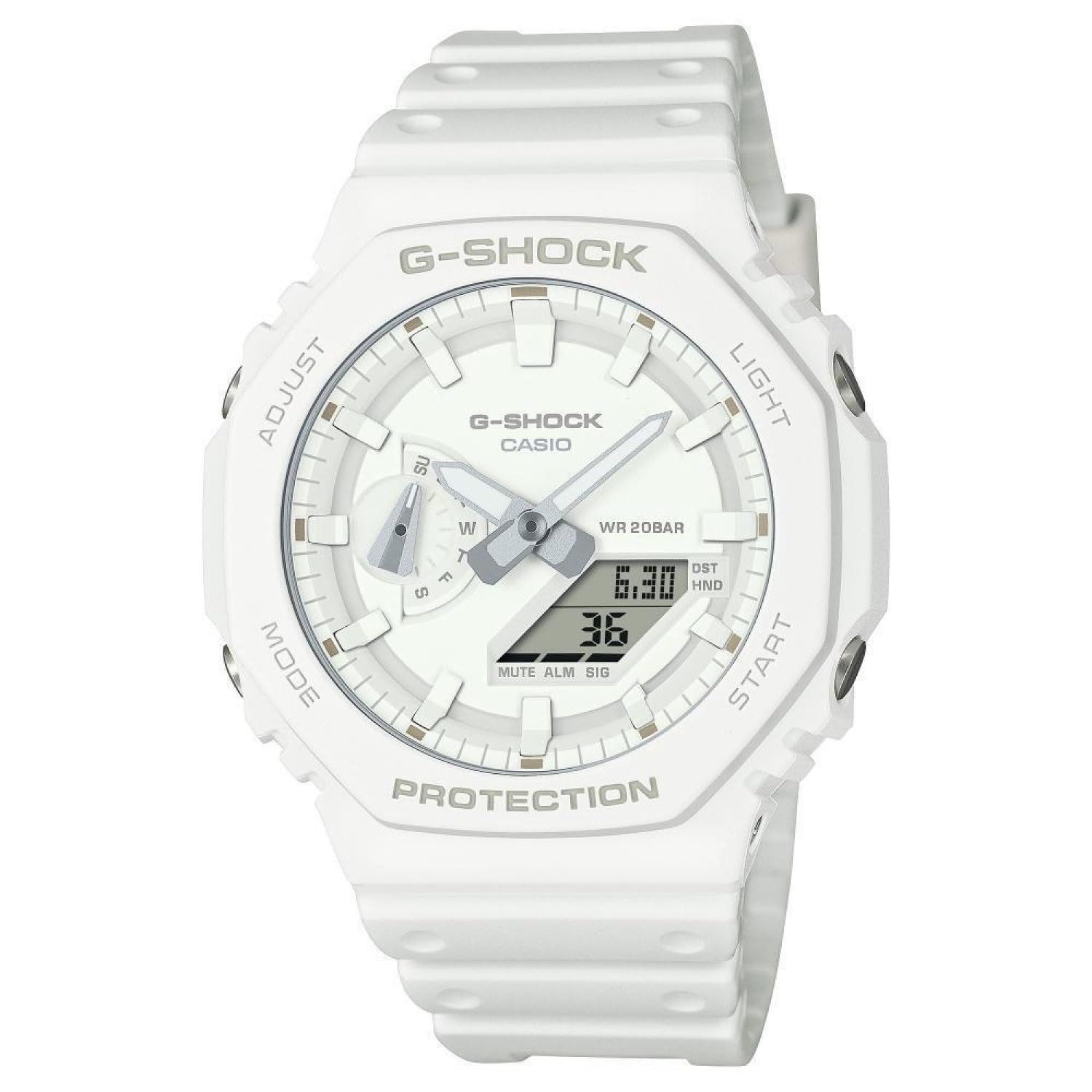 Casio Unisex Analog Digital Quartz Watch GA-2100-7A7ER White Plastic Strap