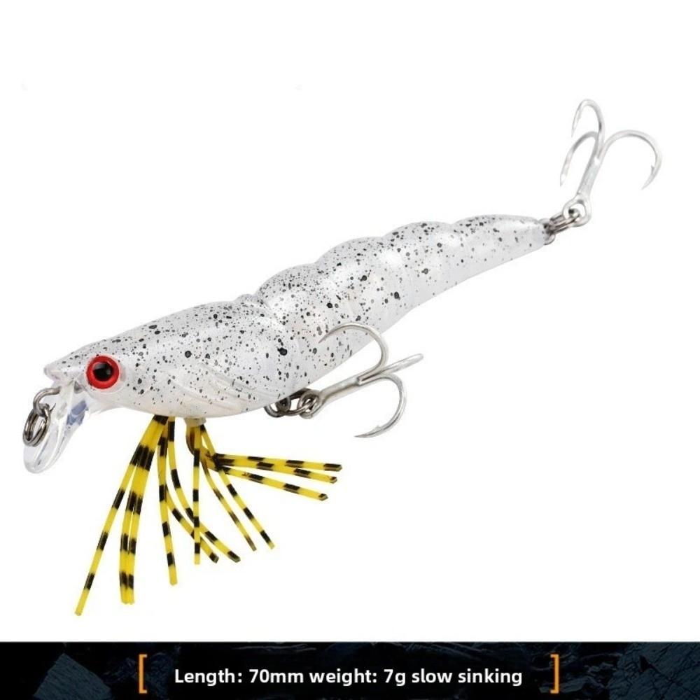70mm Length 3D Flash Shrimp Longcast Design Shallow Minnow Slow Sinking Wobbler  Predator Fishing