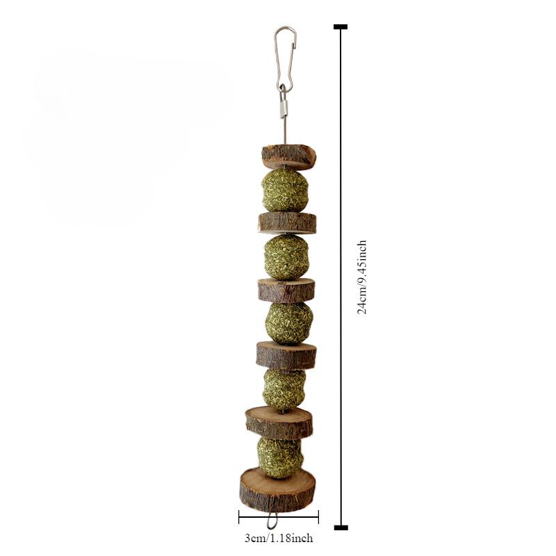 1pcs Alfalfa Grass Ball Skewer Grass Cake Grinding Teeth Apple Branch Bite Skewer Guinea Pig Rabbit Dragon Cat Snack Bite Stick