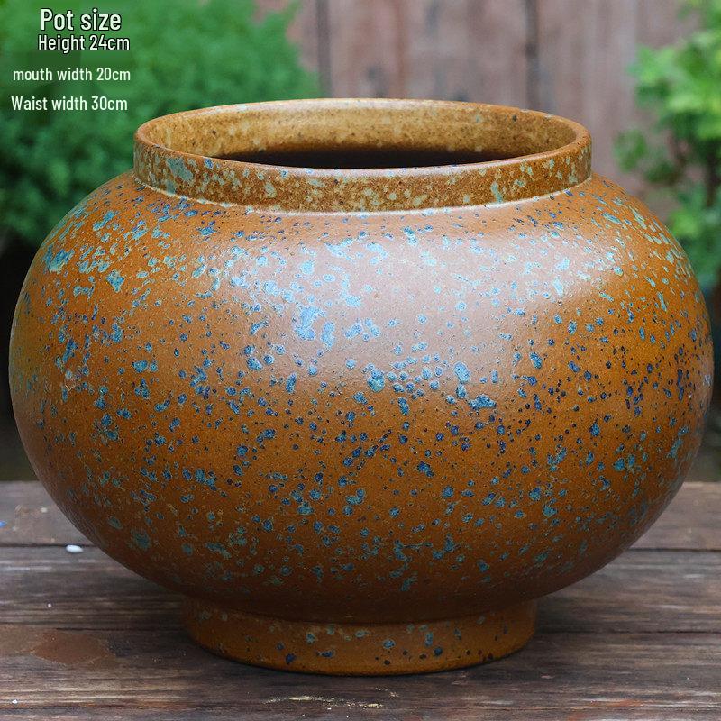 Retro Handmade Large Ceramic Flower Pot for Succulents and Green Plants, Ideal for Home and Landscaping Use